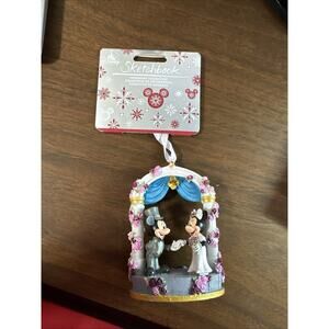 ^New Disney Sketchbook Ornament Wedding Bride Groom Mickey Minnie Altar